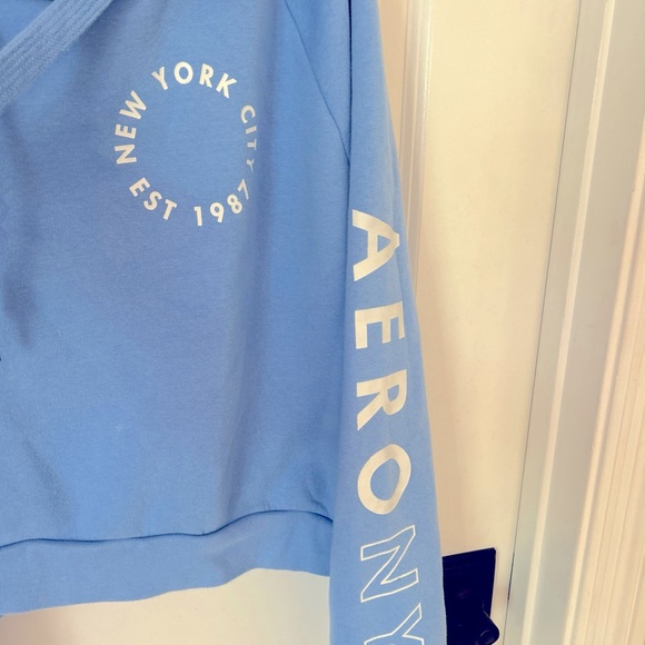 Aeropostale Light Blue New York City Circle Cropped Hoodie - Picture 5 of 8